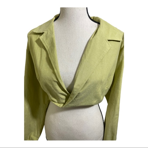Lelis womens wrap style long sleeve crop shirts light green set size small - Picture 2 of 12